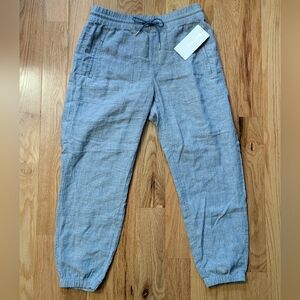 NWT ATHLETA Retreat Linen Jogger Women's Size 6 Petite Chambray Blue